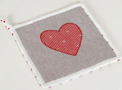 Produktbild von Topflappen Landhaus Premium Karo Herz 20x20 cm
