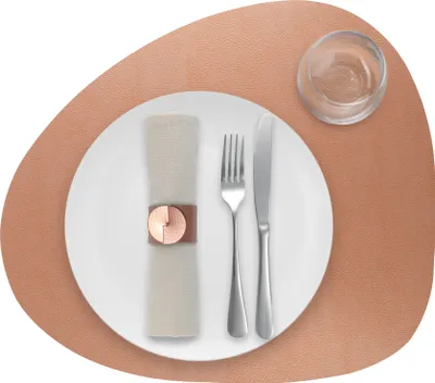 Produktbild von Tischset Skinnatur Kupfer - Platzdeckchen - Platzsets - Oval - Recyceltes Leder - Rot - 46x40cm - 1 Stück
