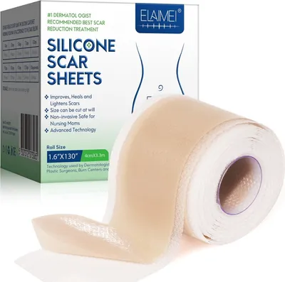 Immagine prodotto di Gessi per cicatrici in silicone Riduzione delle cicatrici in silicone Fogli per cicatrici, lunghezza: 4 cm x 3,4 m