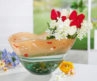 Imagen del producto de Gilde 2tlg. Set, Glasart, Schale, "Watermelon", gesprenkelt, Glas, grün, orange, VE 1, L. 19 cm, B. 28 cm, H. 17 cm Höhe: 17.00 cm Breite: 28.00 cm Tiefe: 19.00cm 58273