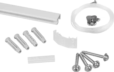 Produktbild von STAS Bilderschiene – Bilderaufhängesysteme / Fotorahmen / Poster – Galerieschiene – Minirail + Perlonseil 150 cm + Zipper bilderhaken