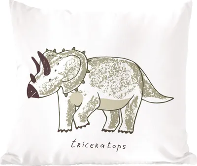 Produktbild von MuchoWow® Zierkissen Sofakissen Wohnzimmer Dekokissen 45x45 cm Kinderzimmer - Triceratops - Dinosaurier - Jungen - Mädchen - Kinder - Schlafpolster - Polster für das Sofa