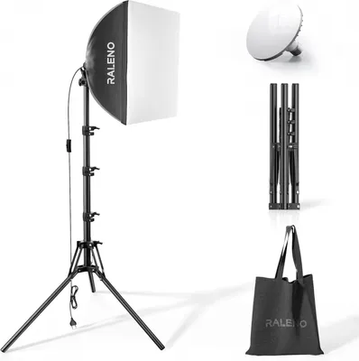Zdjęcie produktu dla Zestaw oświetleniowy z softboxem, 40 x 40 cm, lampa LED 50W, ciągłe oświetlenie do nagrywania wideo