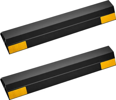 Immagine prodotto di SucceBuy set di 2 ausili al parcheggio per garage, barriera di parcheggio con strisce riflettenti, barriera di parcheggio in PP per auto, furgoni e camion, blocco guida ruote per delimitare lo spazio di parcheggio in sicurezza
