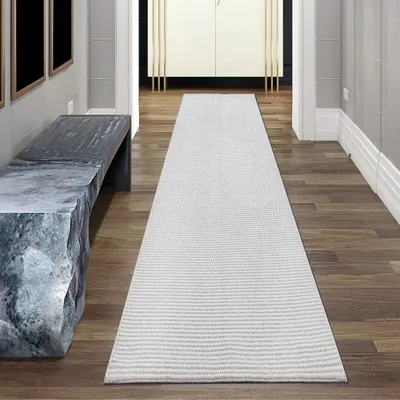 Produktbild von Teppich kurzflor weich pflegeleicht saugrobotergeeignet für Wohnzimmer Esszimmer Schlafzimmer in creme Größe - 80 x 250 cm
