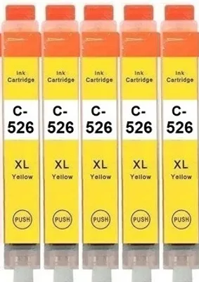 Produktbild von 5 x kompatible Druckerpatrone Canon CLI-526 Yellow, 4543B001 für Pixma IP4850, IP4950, IX6550, MG5140, MG5150, MG5240, MG5250, MG5340, MG5350, MG6150, MG6250, MG8150, MG8240, MG8250, MX715, MX885, MX895,MG6150, MG6250, MG8150, MG8240, MG8250