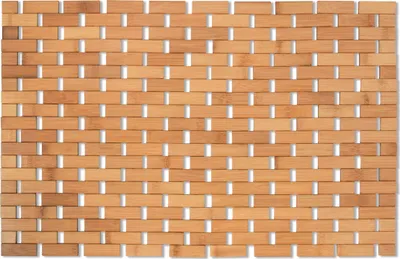 Produktbild von Unyqoos® MSV Bambus-Badematte 50 x 80 cm, rutschfest, hellbraun – rechteckiger Badvorleger aus Bambusholz für Badezimmer
