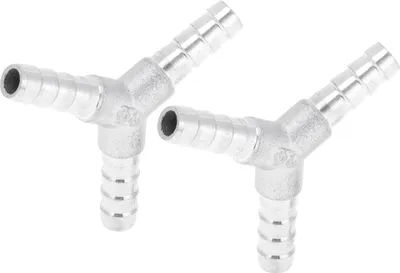 Produktbild von 304 Edelstahl Schlauchstutzen 5/16" 3-Wege Y-förmiger Verbinder für Luft Wasser Öl Gas Kraftstoff 2 Stück Silberton