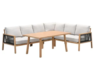 Produktbild von Garden Impressions Decala Lounge-Dining set - 5- teilig - aluminium hell Teaklook - desert sand