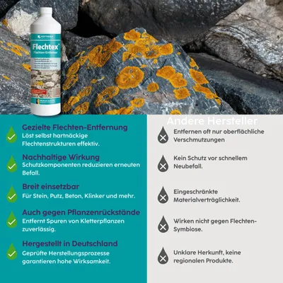 Produktbild von HOTREGA Flechten Entferner Flechtex 1L Pilz-Entferner, Steinreiniger, Algenentferner