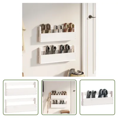 Produktbild von The Living Store Wand-Schuhregale 2 Stk. Weiß 59x9x23 cm Massivholz Kiefer