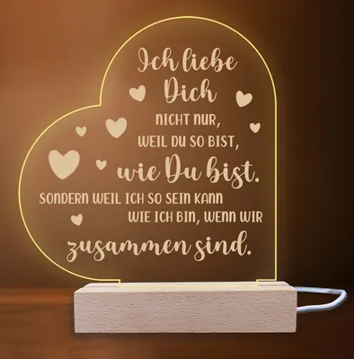 Produktbild von INDIGOS UG - Nachttischlampe - Herz links - Spruch 9 - Valentinstag - Herz mit Spruch - Nachtlicht - 3D-LED-Lampe - Weihnachten, Geburtstag - Geschenk für Freund, Freundin, Familie - Liebe