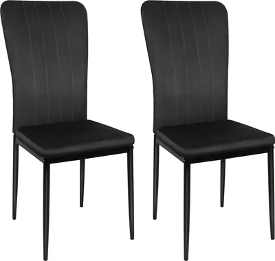 Produktbild von 2er Set Esszimmerstühle mit Samtbezug Küchenstuhl Wohnzimmerstuhl 120 kg belastbar Schwarz