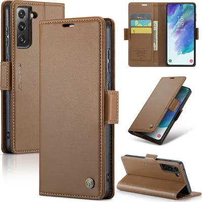 Produktbild von Galaxy S21 FE 5G Hülle, Leder Brieftasche Kartenfach Schutzhülle mit Standfunktion für Samsung Galaxy S21 FE 5G Braun