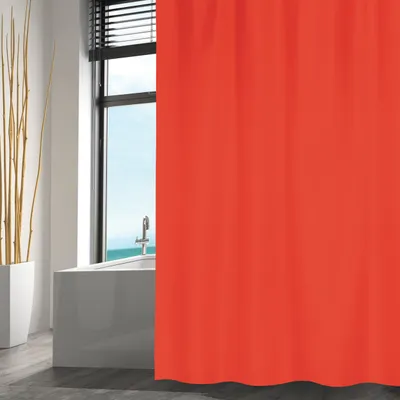 Produktbild von MSV Duschvorhang mit Ringen - rot - Polyester - 180 x 200 cm