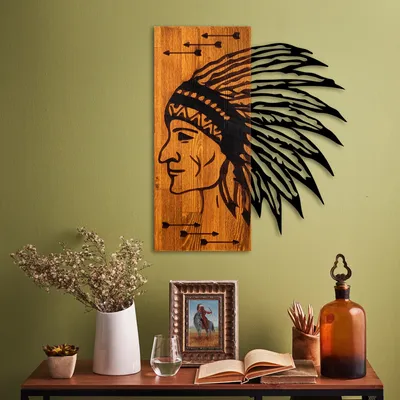 Produktbild von Wallity, Apachi, Dekoratives Wandaccessoire aus Holz, Nussbaum, 100 % HOLZ / METALL, 50 x 3 x 58 cm
