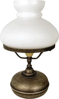 Produktbild von Tischlampe Messing massiv Glas E27 D: 22,5 cm 36,5 cm in Bronze Antik matt Weiß rund Jugendstil Tischleuchte