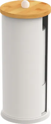 Image de Relaxdays - Porte-rouleaux de papier toilette, 3 rouleaux, H x P : 49 x 14,5 cm, métal, bambou, support pour rouleaux de réserve, blanc/naturel