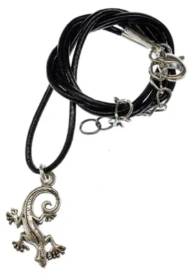 Produktbild von Gecko Salamander Kette Halskette Miniblings Eidechse Echse versilbert Leder