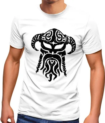 Produktbild von Herren T-Shirt Viking Wikinger Helm Nordmänner Bart Beard Fashion Streetstyle Neverless®  weiß XL