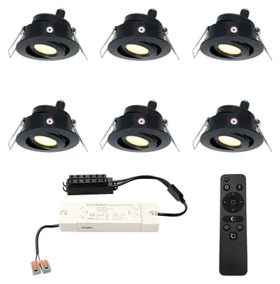 Produktbild von hoftronic LED Mini Einbaustrahler 3W 200lm 2700K IP44 Schwarz 6er Set