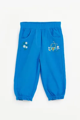 Produktbild von Mädchen Baumwollhose INDIGO - Mit Blumenstickerei - Bequem - Atmungsaktiv - Für den Alltag Größe  104,  Alter 4 Jahre