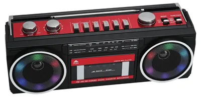 Produktbild von Tragbarer Kassettenplayer Boombox mit Bluetooth und RGB Lichtern - Retro Design