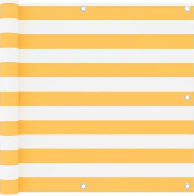 Produktbild von The Living Store Balkon-Sichtschutz Weiß und Gelb 90x300 cm Oxford-Gewebe