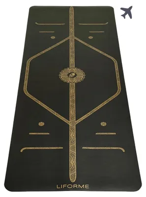 Produktbild von Liforme Reise-Yogamatte - Fortschrittlicher Rutschfester Griff – Schwarz und Gold