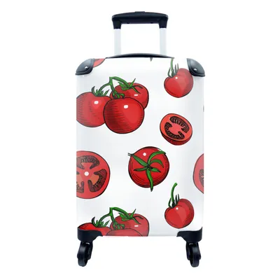 Produktbild von MuchoWow® Koffer Handgepäck Trolley Rollkoffer Kleine Reisekoffer mit 4 Rollen - Rot - Muster - Tomaten - Cabin Size < 55x40x23 cm & 55x40x20 cm - Fotokoffer - Kabinenkoffer - Boardgepäck - Reise-Box - Reisekoffer - Reisegepäck - Koffer mit Bild - Trolley für Kinder