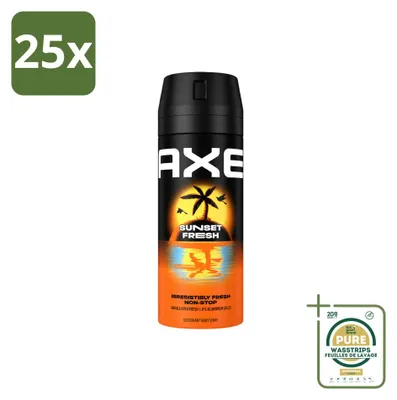 Imagen del producto de 25 unidades de aerosol corporal desodorante Axe Sunset Fresh, 150 ml, pack ahorro