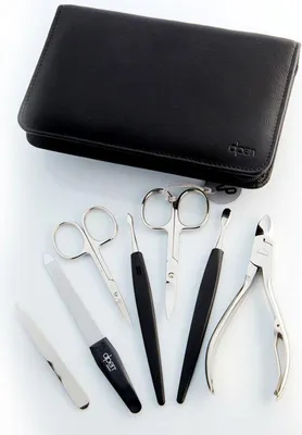 Obrázek produktu pro Manikúrní sada Nickel na zip kožená hnědá 7 ks