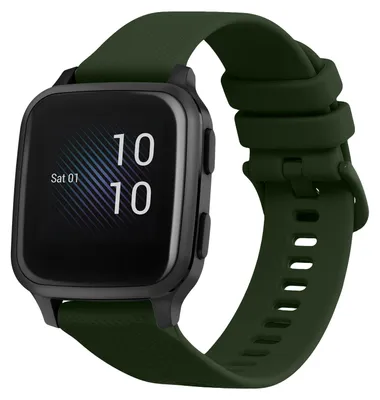 Produktbild von kwmobile Silikon Uhrenarmband für Garmin Venu Sq Music / Sq Armband - Ersatzarmband für Fitnesstracker - Wechselarmband Smartwatch - Dunkelgrün