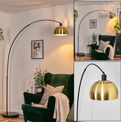 Produktbild von Gavirate Stehlampe aus Metall m. Marmorfuß in Schwarz/Messing gebürstet/Gold
