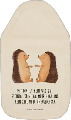 Produktbild von Mr. & Mrs. Panda Wärmflasche Igel Liebe - Weiß - Geschenk, Freundin, Wärmekissen, naturkautschuk, Wärmflaschen, mit Bezug, Bettflasche, Hochzeit, Hochzeitstag