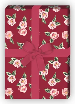Produktbild von Nettes Streu Blüten Geschenkpapier Set, Dekorpapier, Musterpapier, rot - G8619, 32 x 48cm