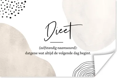 Produktbild von MuchoWow® Poster Sprichwörter - Zitate - Diät - Wörterbuch - Diät Definition 180x120 cm - Fotoplakat
