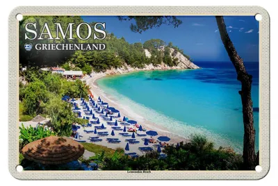 Produktbild von Blechschild Reise 18x12cm Samos Griechenland Lemonakia Beach Strand