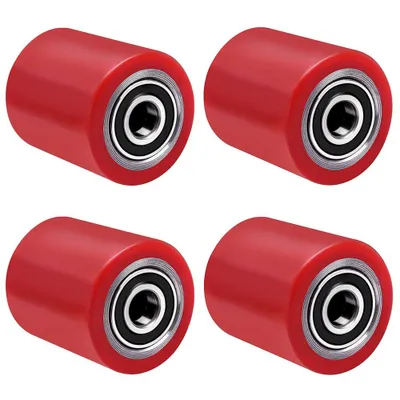 Produktbild von 4 Stück Hubwagenrollen Polyurethan 80 x 100 mm, Achse 20 mm inkl. Kugellager Rollen für Hubwagen Ersatzrollen, Max. Belastung 700 KG