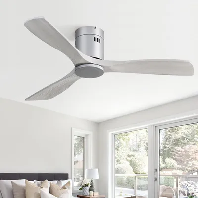 Produktbild von Sofucor Deckenventilator aus Massivholz ohne Licht, 136 cm, Ganz grau