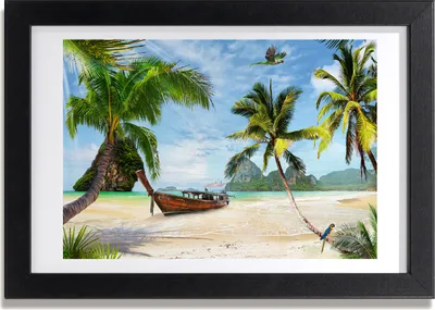Produktbild von Bild 30x20 MDF-Rahmen, Wandkunst Palmen am Strand