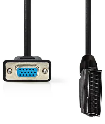 Obrázok produktu pre Nedis kábel SCART - SCART samec - VGA samica - poniklovaný - 480p - 2,00 m - okrúhly - PVC - čierny - štítok