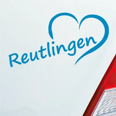 Produktbild von Auto Aufkleber Reutlingen Herz Stadt City Love Liebe 15,5x8 cm Hellblau Sticker Heckscheibenaufkleber