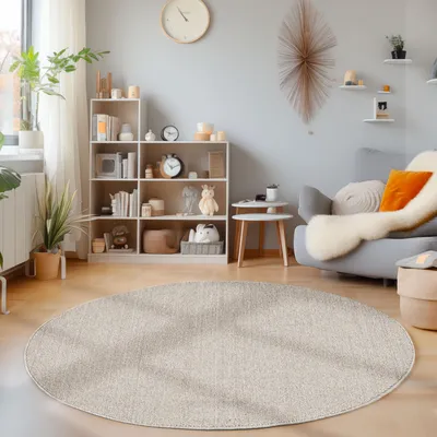 Produktbild von Homebyhome Teppich Wohnzimmer Uni Meliert Cut-Loop Design Kurzflor Modern Teppich Einfarbig Robust Pflegeleicht, Grösse: 160 cm Rund