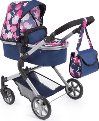 Produktbild von Puppenwagen City Neo blau mit rosa Sternen