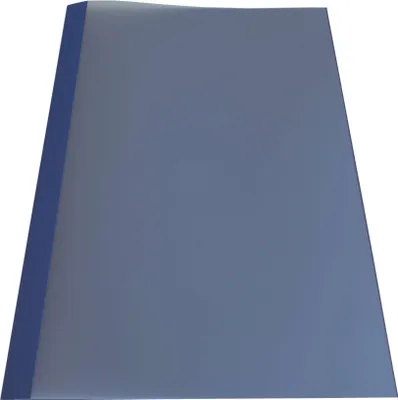 Produktbild von POV Premium Thermobindemappen, 270g/m², Leinenstruktur, nachtblau, glasklare Folie, 14 mm (für 121 - 140 Blatt 80g/m² Papier)