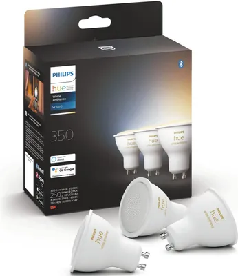 Zdjęcie produktu dla Philips Hue White Ambiance GU10 trójpak żarówek LED 3x250lm z możliwością ściemniania (59,99)