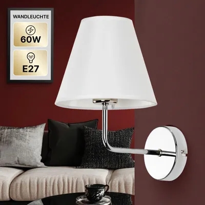 Produktbild von Wandleuchte innen Chrom/Weiß, 1-flammig, klassisch mit Schalter, ARTE LAMP Elba, E27 bis 60 W, für Wohnzimmer & Flur, 23 x 18 x 29 cm, A2581AP-1CC