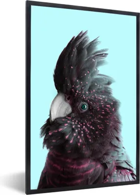 Produktbild von MuchoWow® Gerahmtes Poster Kakadu - Vogel - Blau 40x60 cm - Poster mit Schwarzem Bilderrahmen Wandposter Rahmen Foto Bilder - Papierdruck - Wandbilder