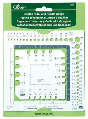 Produktbild von Clover Maschenprobenzählrahmen und Nadelmaß für Strick- und Häkelnadeln - 3200
